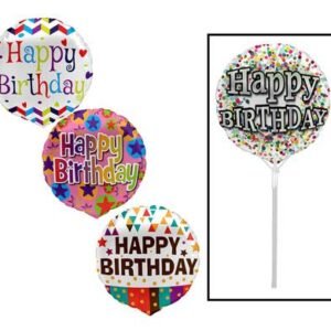 Balloons a/fill bday-2 asstd 25cm