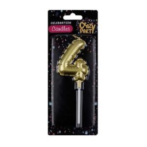 Candle birthday balloon no.4-gld 5cm