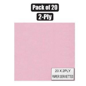 Serviettes 2ply 33cm 20pc plain pink