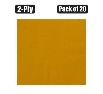 Serviettes 2ply 33cm 20pc plain yellow