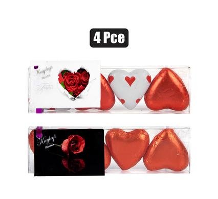 Sweet choc rp 4pc foil heart red (t)