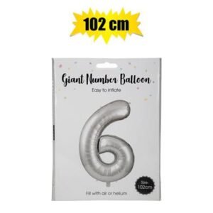 Balloon helium foil silver 6 102cm f-04