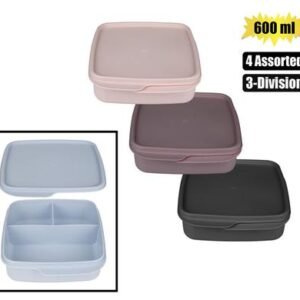 Lunch box soft seal 3-div 600ml